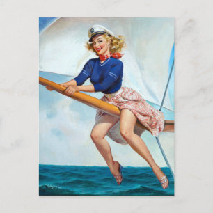 Segel Pin Up Postkarte