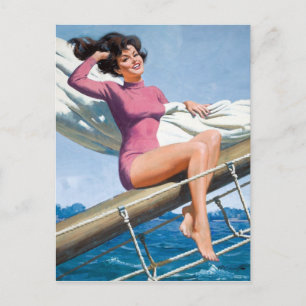 Segel-PinUp Postkarte