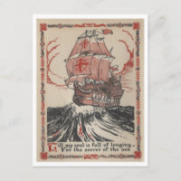 Segel Pirate Ship Vintag Book Illustration