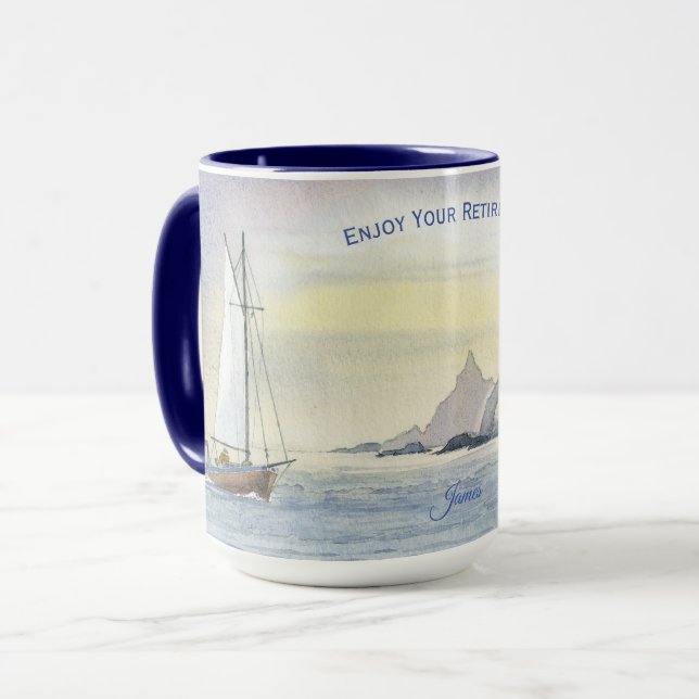 Segel Sea Ocean Boat Retirement Coffee Tasse (Vorderseite Links)