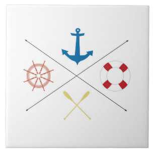Segel-Segelboot Nautic Anchor Ore Display Tile Fliese