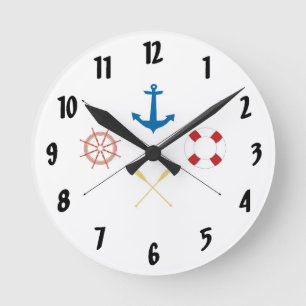 Segel-Segelschiff des Ankerschiffs Ore Wall Clock Runde Wanduhr