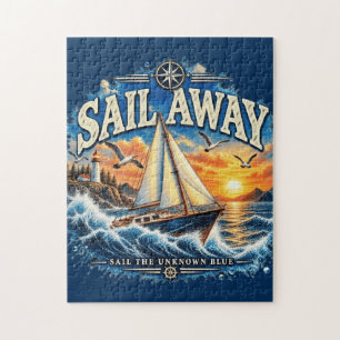 Segel weg, segel das unbekannte blaue nautische Pu Puzzle