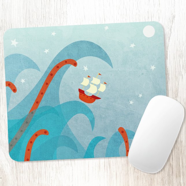 Segelabenteuer Mousepad (Sailing boat and sea monster fun art mousemat)