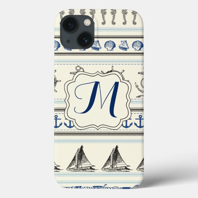 Segelanker Nautical Monogram IPad Air Hüllen (Rückseite)