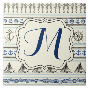 Segelanker Nautilus Seil Monogramm-Display-Tafel Fliese