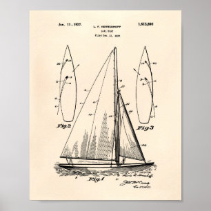 Segelboot 1927 Patent Art Old Peper Poster