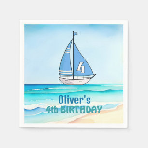 Segelboot 4. Geburtstag Party Serviette
