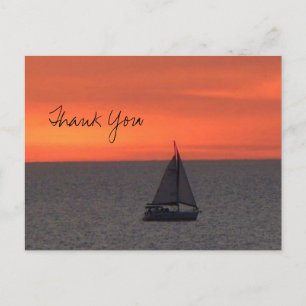 Segelboot am funkelnden Meer Dankeschön-Postkarte Postkarte