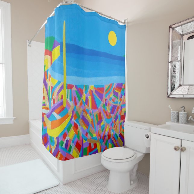 Segelboot am Meer Duschvorhang (Beispiel)