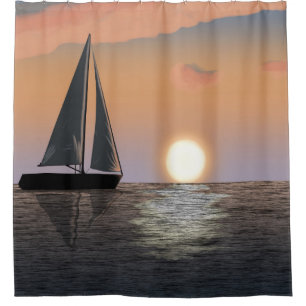 Segelboot am Sonnenuntergang-Duschvorhang Duschvorhang