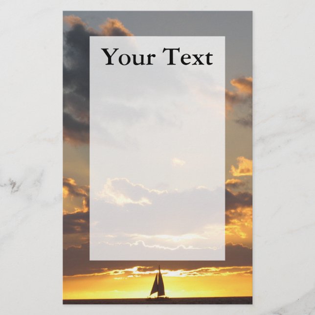 Segelboot am Sonnenuntergang-Schreibpapier Briefpapier (Vorderseite)