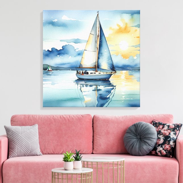 Segelboot Aquarell auf dem Lago Maggiore Leinwanddruck (Insitu (Wohnzimmer))