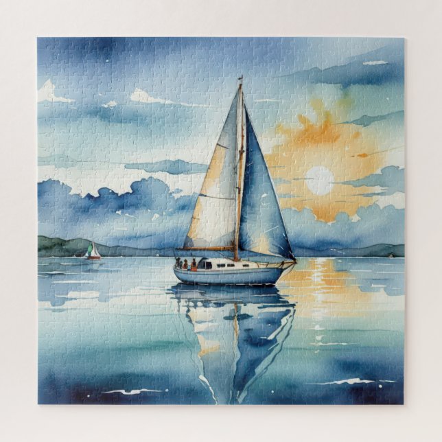 Segelboot Aquarell auf dem Lago Maggiore Puzzle (Vertikal)