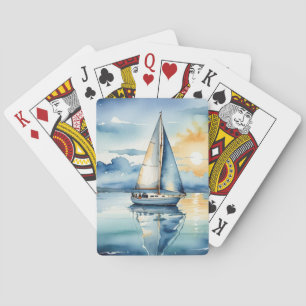 Segelboot Aquarell auf dem Lago Maggiore Spielkarten
