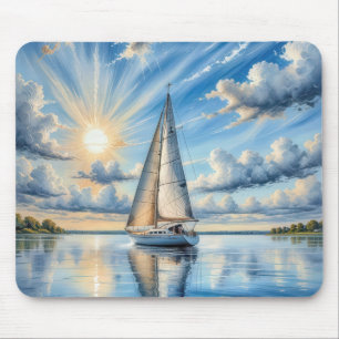 Segelboot Aquarell im Sonnenschein Mousepad