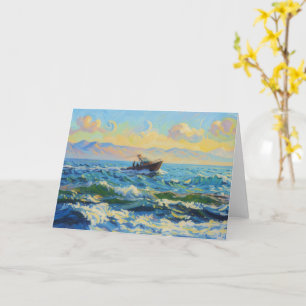Segelboot auf dem Ozean Kunst Notizkarte Karte