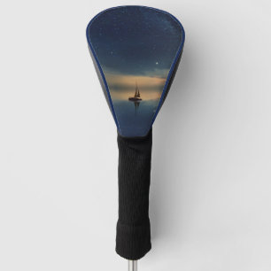 Segelboot auf dem Wasser mit Sternen im Himmel Fah Golf Headcover