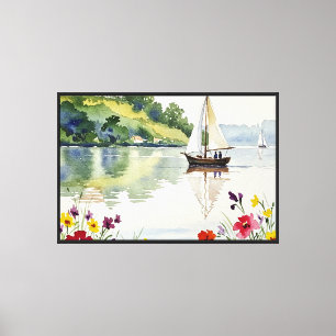 Segelboot auf einem ruhigen See Leinwanddruck