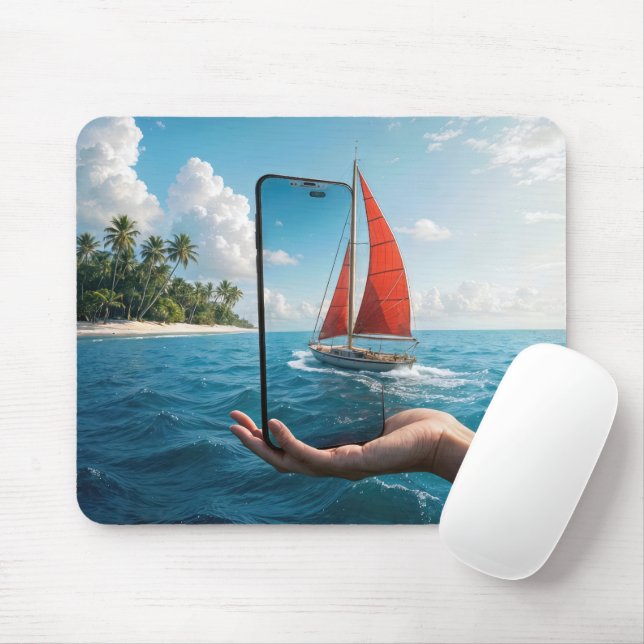 Segelboot auf einem Smartphone Mousepad (Mit Mouse)