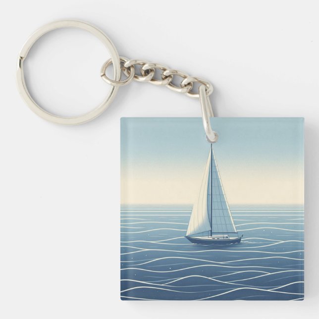 Segelboot auf hoher See Schlüsselanhänger (Vorderseite)