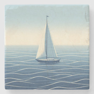 Segelboot auf hoher See Steinuntersetzer