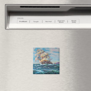 Segelboot auf Rough Waters Ölgemälde Magnet