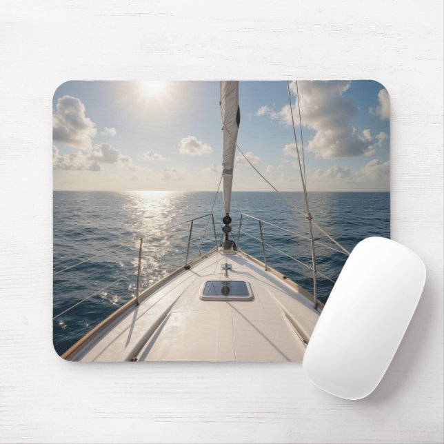 Segelboot auf ruhigem Ozeanwasser Mousepad (Mit Mouse)