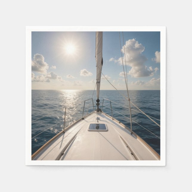 Segelboot auf ruhigem Ozeanwasser Serviette (Vorderseite)