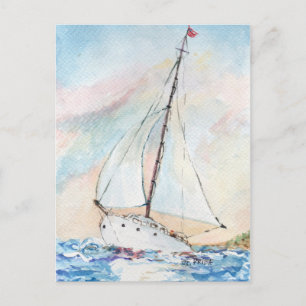 Segelboot auf Sea Fine Art Malerei Postkarte