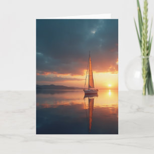 Segelboot bei ruhigem Sonnenuntergang Karte