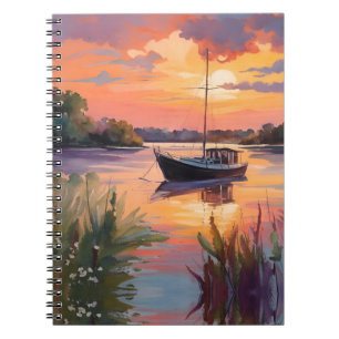 Segelboot bei Sonnenaufgang Notizblock