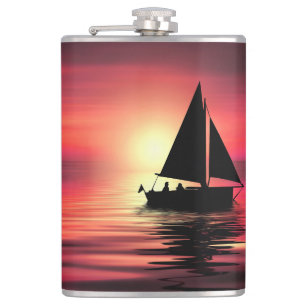 Segelboot bei Sonnenuntergang auf dem Meer Kunstde Flachmann