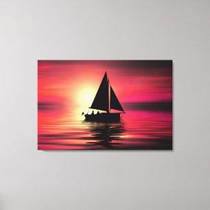 Segelboot bei Sonnenuntergang auf dem Meer Kunstde Leinwanddruck