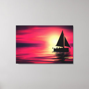 Segelboot bei Sonnenuntergang auf dem Meer Kunstde Leinwanddruck