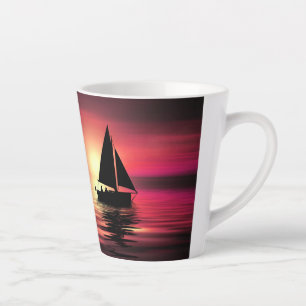 Segelboot bei Sonnenuntergang auf dem Meer Kunstde Milchtasse