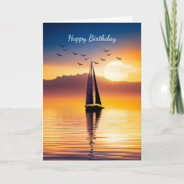 Segelboot bei Sonnenuntergang Geburtstag Karte