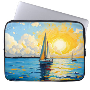 Segelboot bei Sonnenuntergang Laptopschutzhülle