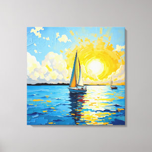 Segelboot bei Sonnenuntergang Leinwanddruck