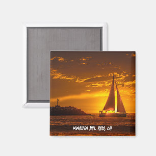Segelboot bei Sonnenuntergang - Marina Del Rey, CA Magnet