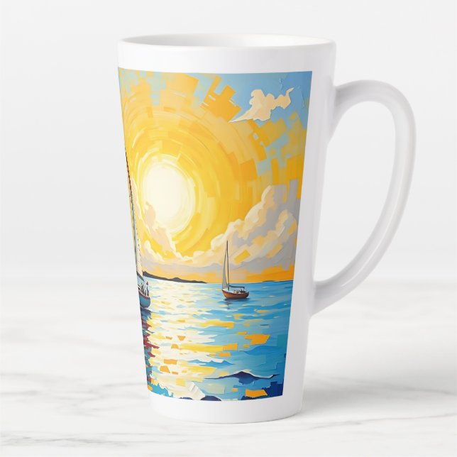 Segelboot bei Sonnenuntergang Milchtasse (Rechts)