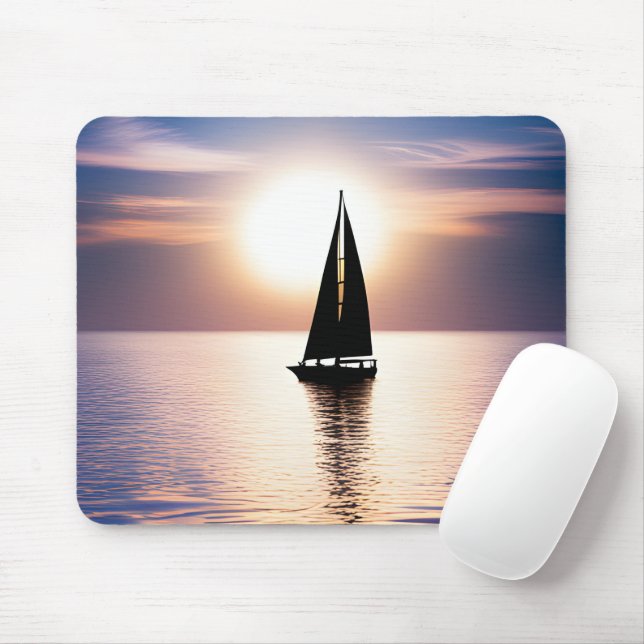 Segelboot bei Sonnenuntergang Mousepad (Mit Mouse)