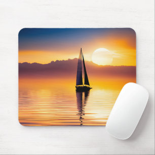 Segelboot bei Sonnenuntergang Mousepad
