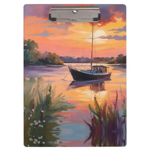 Segelboot bei Sunrise Klemmbrett