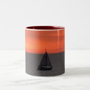 Segelboot bei Sunset Keramik Tasse