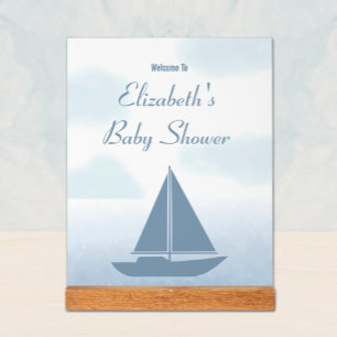 Segelboot Blau Aquarell Jungen Baby Shower Acrylschild