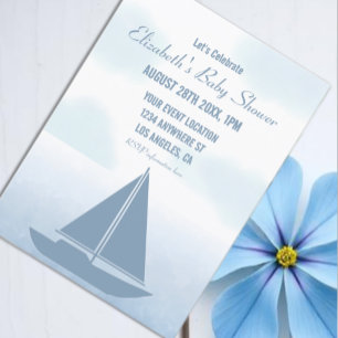 Segelboot Blau Aquarell Jungen Baby Shower Einladung