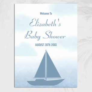 Segelboot Blau Aquarell Jungen Baby Shower Poster