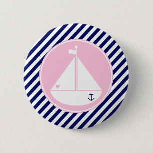 Segelboot blau und rosa button