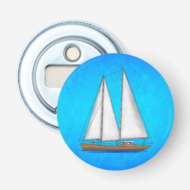 Segelboot-blaues Wasser Flaschenöffner (Vorderseite)